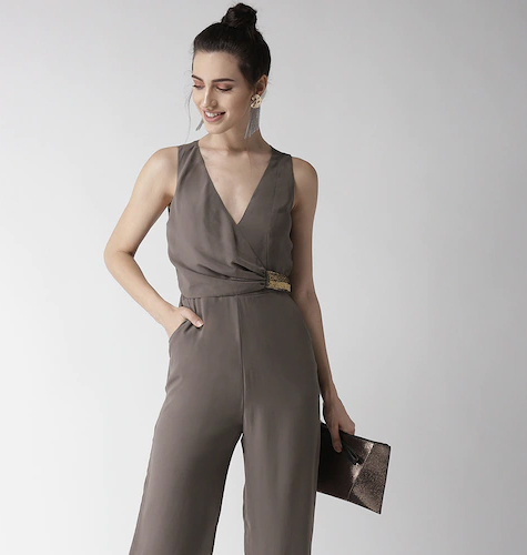 Women Grey Warp Detail Jumpsuit
